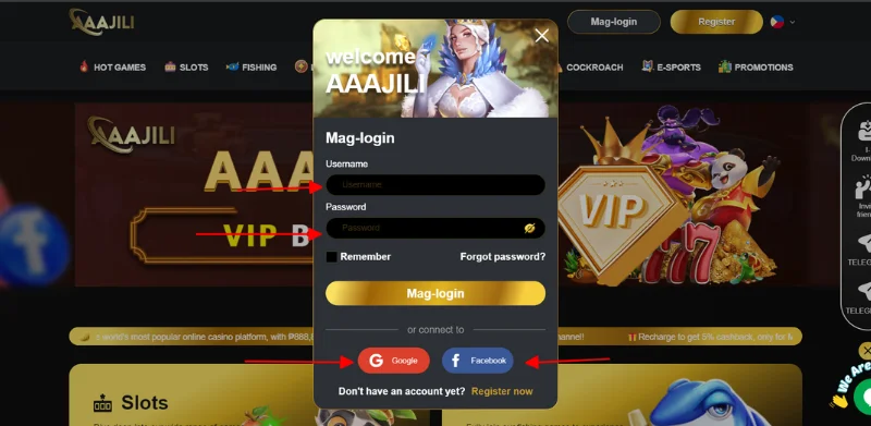 Enter the Login Aaajili form content